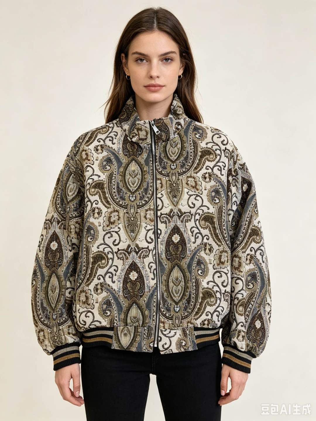 Kurtka Bomber Luźny Paisley