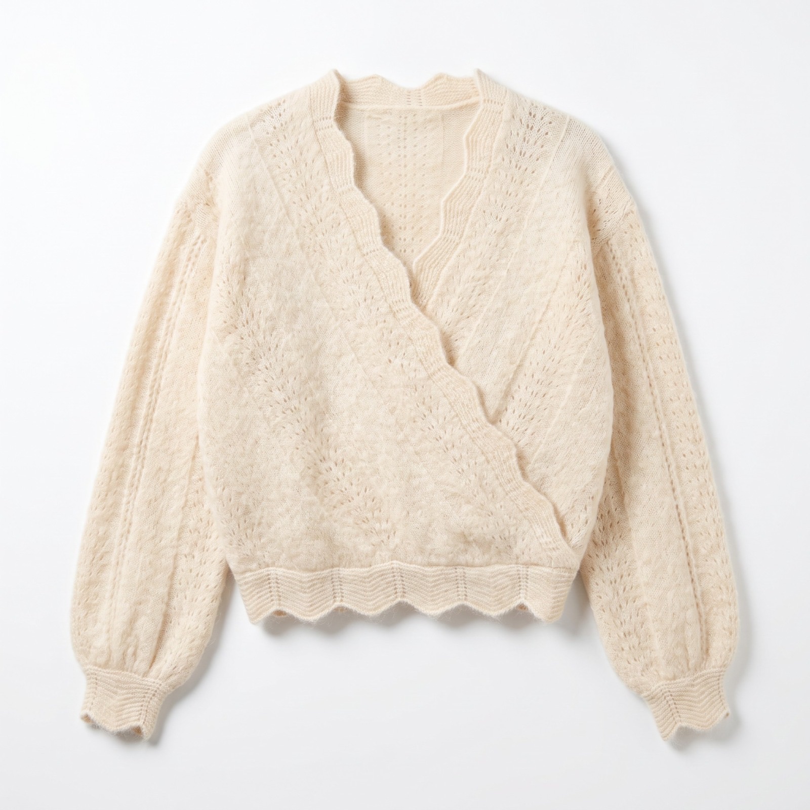Sweter z Ażurowym Wykończeniem