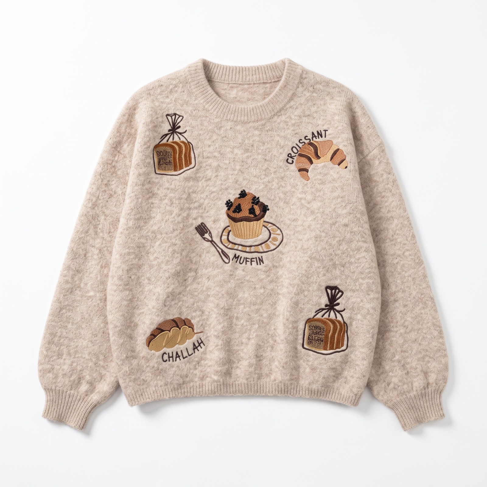 Sweter puszysty z haftem
