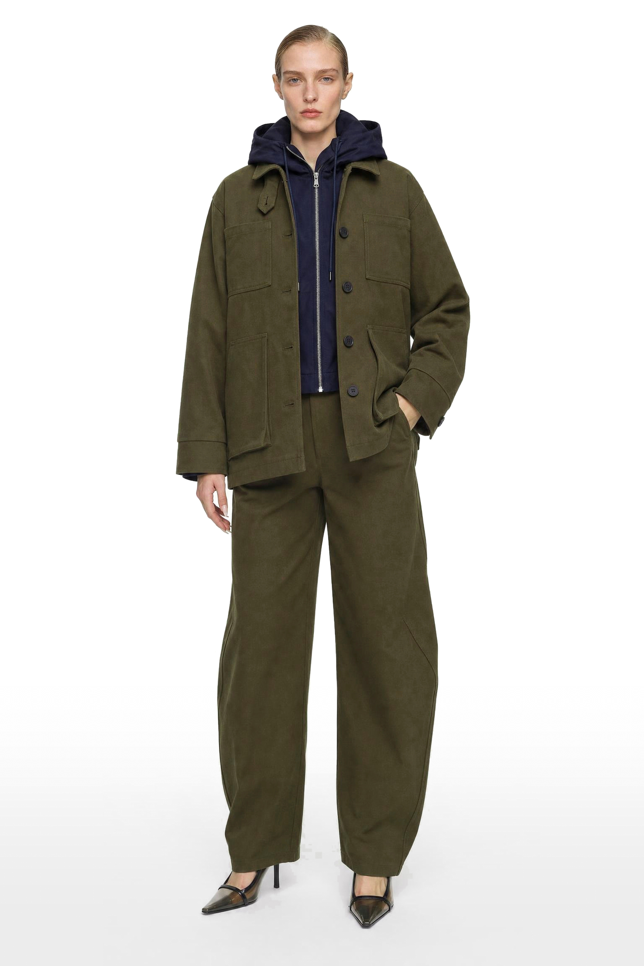 Kurtka Oversize z Kołnierzykiem