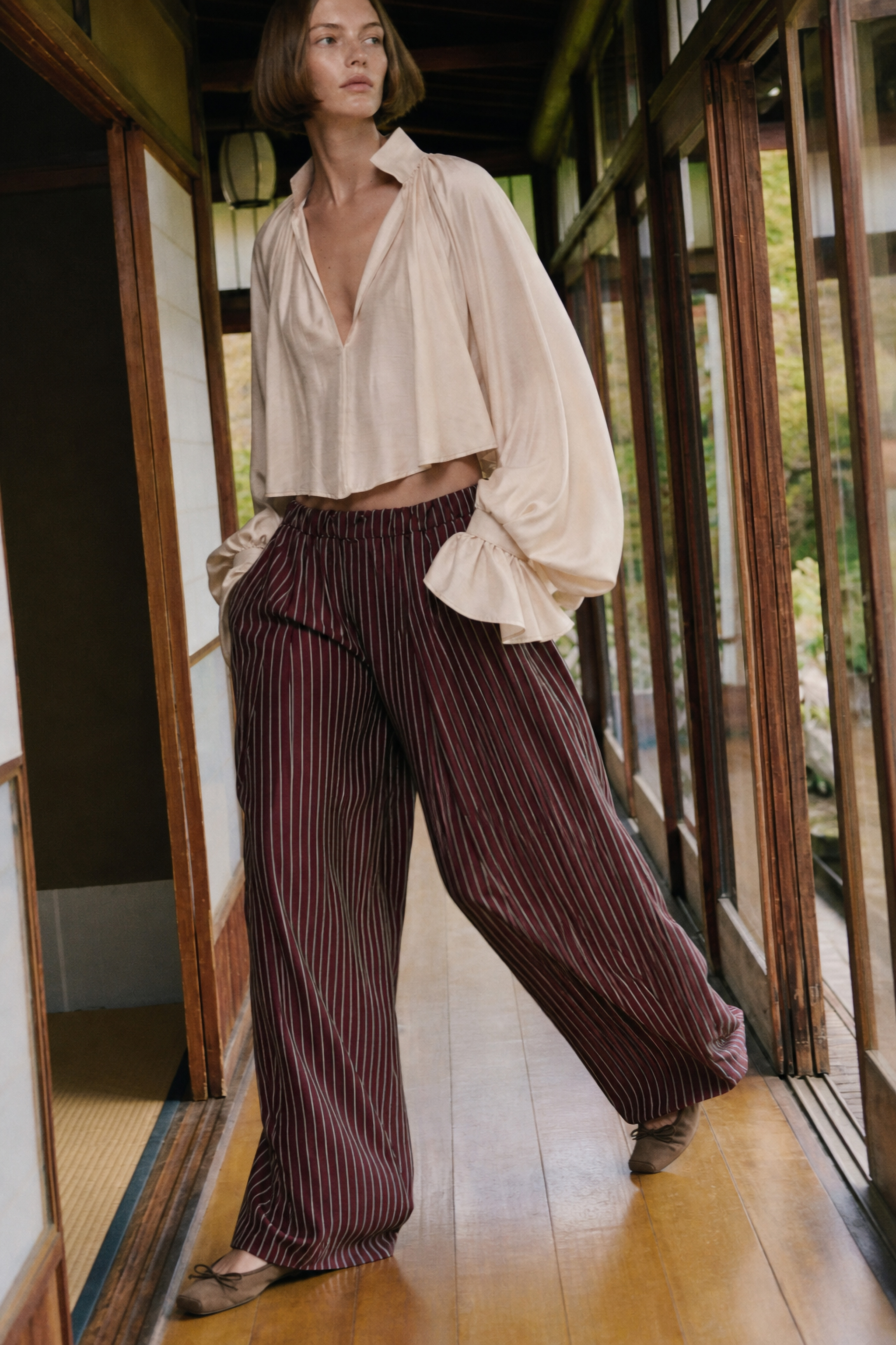 Spodnie Wide Leg z Troczkiem