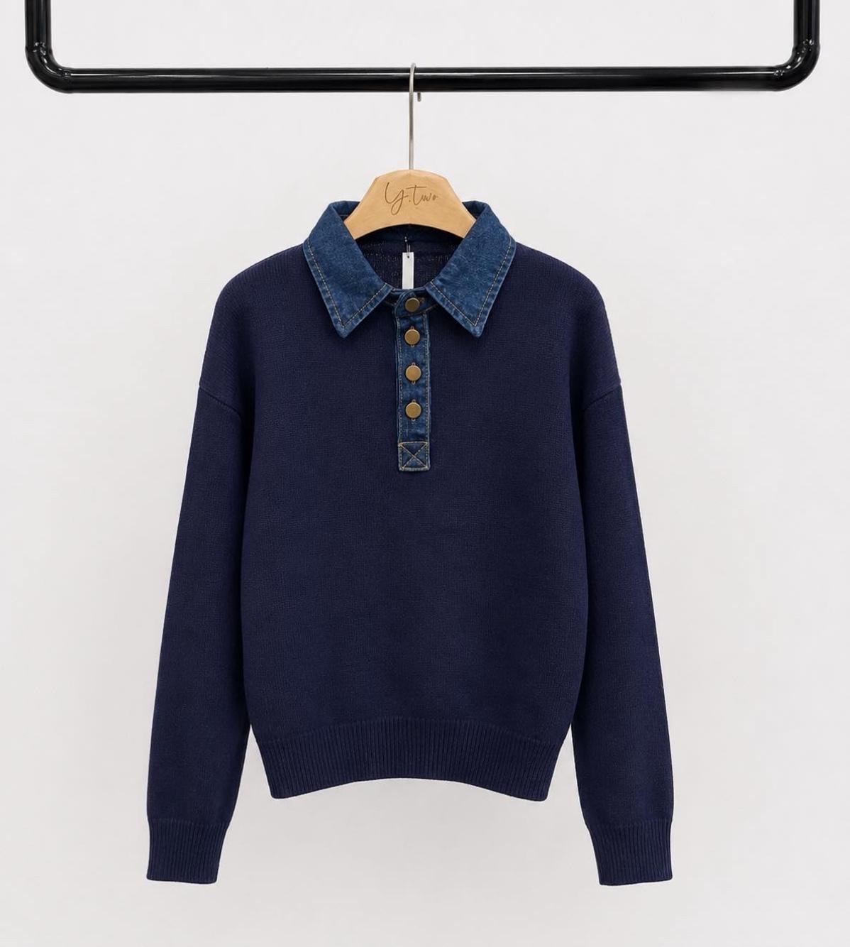 Sweter Polo z Kołnierzykiem