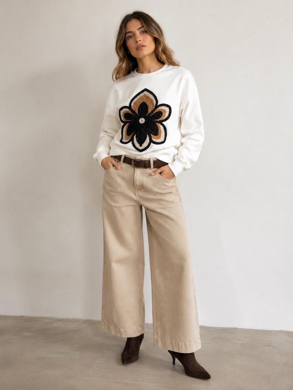 Bluza z Haftem Kwiatowym