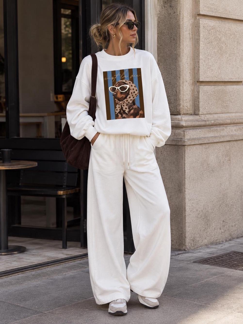 Bluza Luźna z Nadrukiem