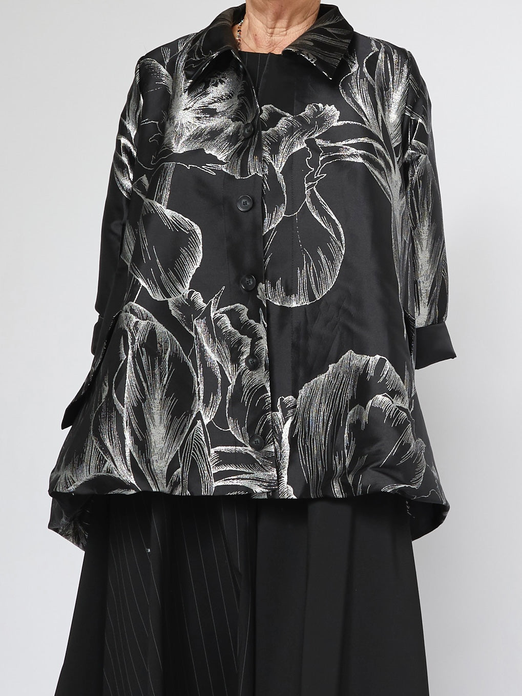 Kurtka Oversize z Kwiatem